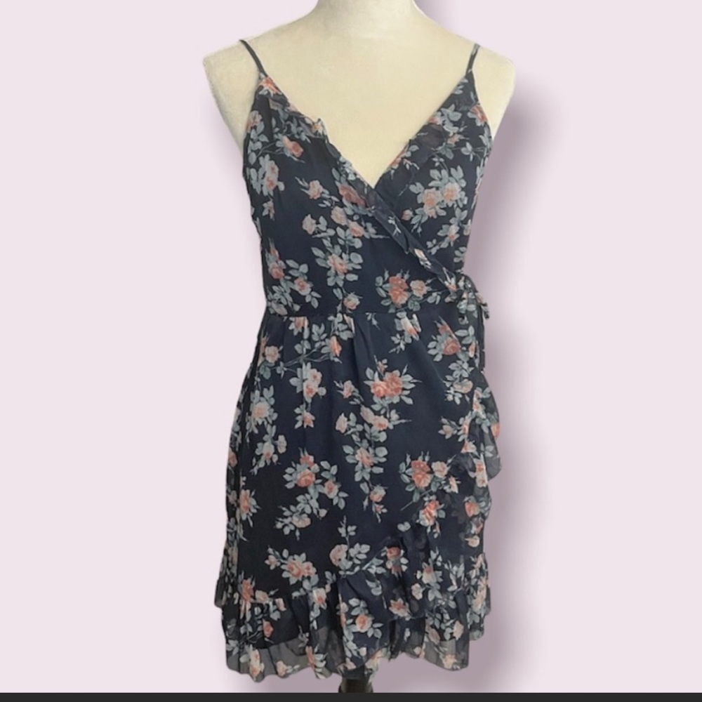 Abercrombie Navy Floral Wrap Sundress